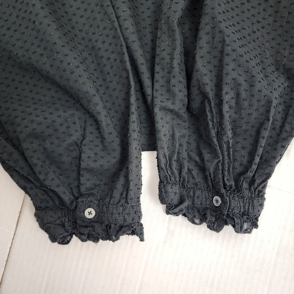 J.Crew Black Cotton Swiss Dot Top V-neck Popover Blouse Shirt Ruffles Size 3X - Picture 11 of 14